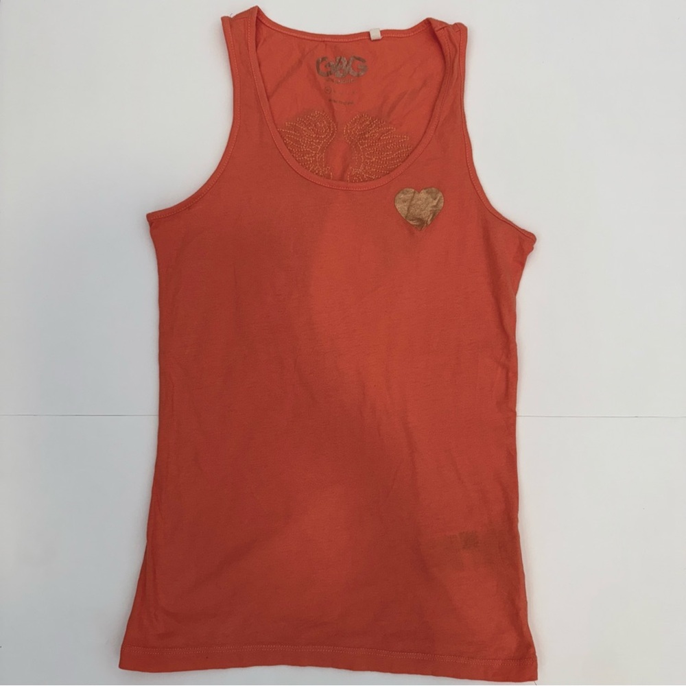 GBG Los Angeles Vibrant Orange Tank Top with Heart Detail